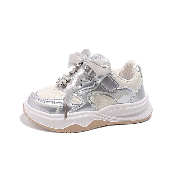 Fashion Children's Sneakers Baby Girls Fashion Lace-Up Bow Sport Shoes Soft Sole Anti-slip Kids Casual Shoes Toddler Girls Party Shoes