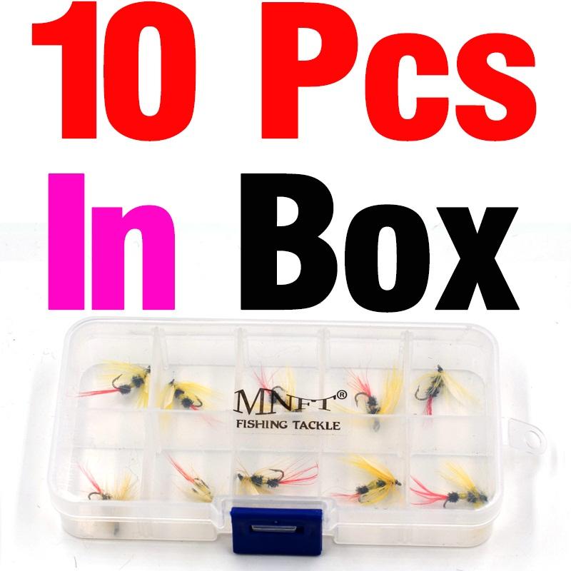MNFT 10 ШТ. 10 # Желтый Цвет Белое Крыло Роял Вулфф Коучман Мушки для Окуня Форели Судака Рыболовные Мушки