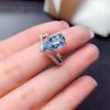 Sea Blue Topaz Open Ring for Women | Trendy Teardrop Design