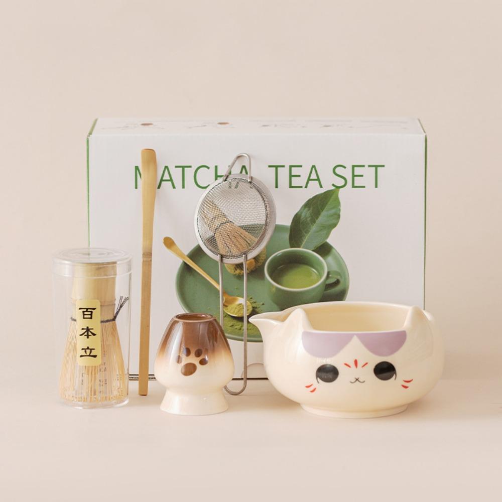 2/5/7pcs Ceramic Bowl Matcha Tea Set Bamboo Whisk Matcha Brewing Kit Perfect Matcha