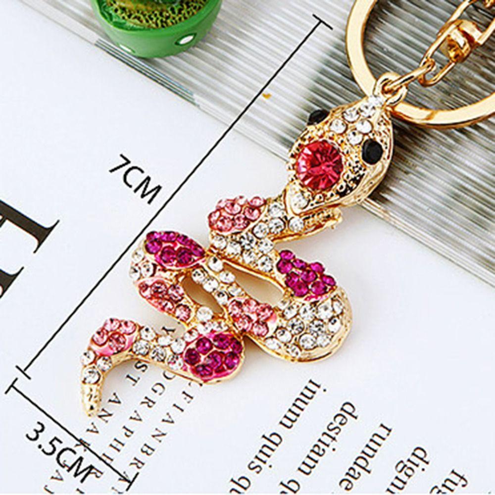 Fortune Rhinestone Snake Keychain Exquisite Women's Bag Pendant Cute Snake Lucky Pendant  Couple