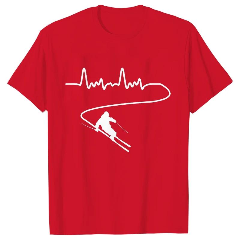 Мужская одежда Лыжи Горные лыжи Heartbeat Сноуборд Рубашки Модная графическая футболка с коротким рукавом O-образным вырезом Harajuku Мужская футболка большого размера
