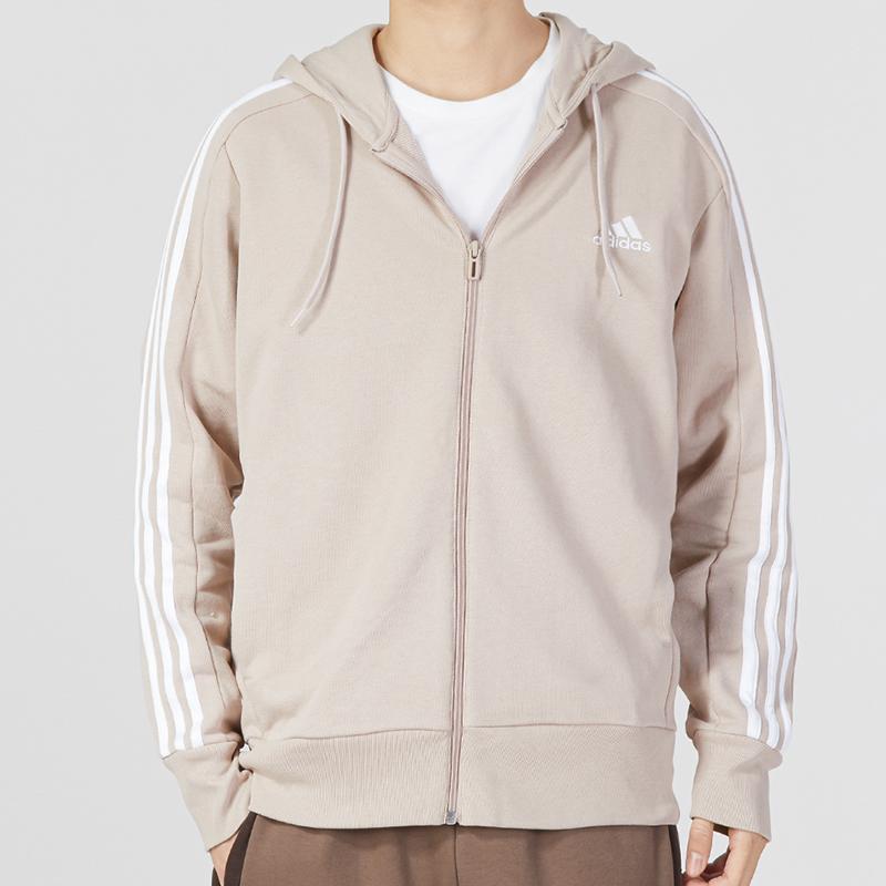 adidas Толстовка с капюшоном Essentials из французского терри с 3 полосками, на молнии, IC9839