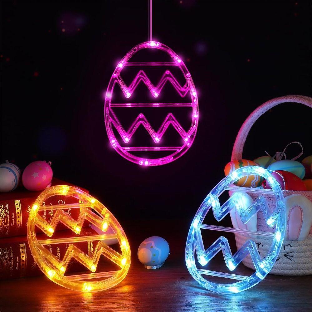 Wall Hanging Egg Suction Cup Light Plastic String Lights Cute Easter Window Lights  Indoor Home