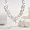 Комплект украшений из сияющего кристалла, изысканное ожерелье, серьги, комплект украшений в виде цепочки с когтями для женщин