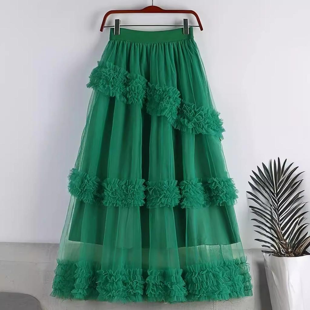 Long Womens Cake Skirt Mesh With Large Aline Skirt And Half Body Skirt
