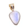 Natural Rainbow Moonstone Gemstone 925 Solid Silver Two Tone Pendant 1.25'' A7v71