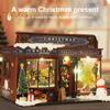 DIY Christmas Miniature House Kit LED Mini House Craft Toy with Furniture Book Nook Gaming Building Model for Birthday Christmas Night