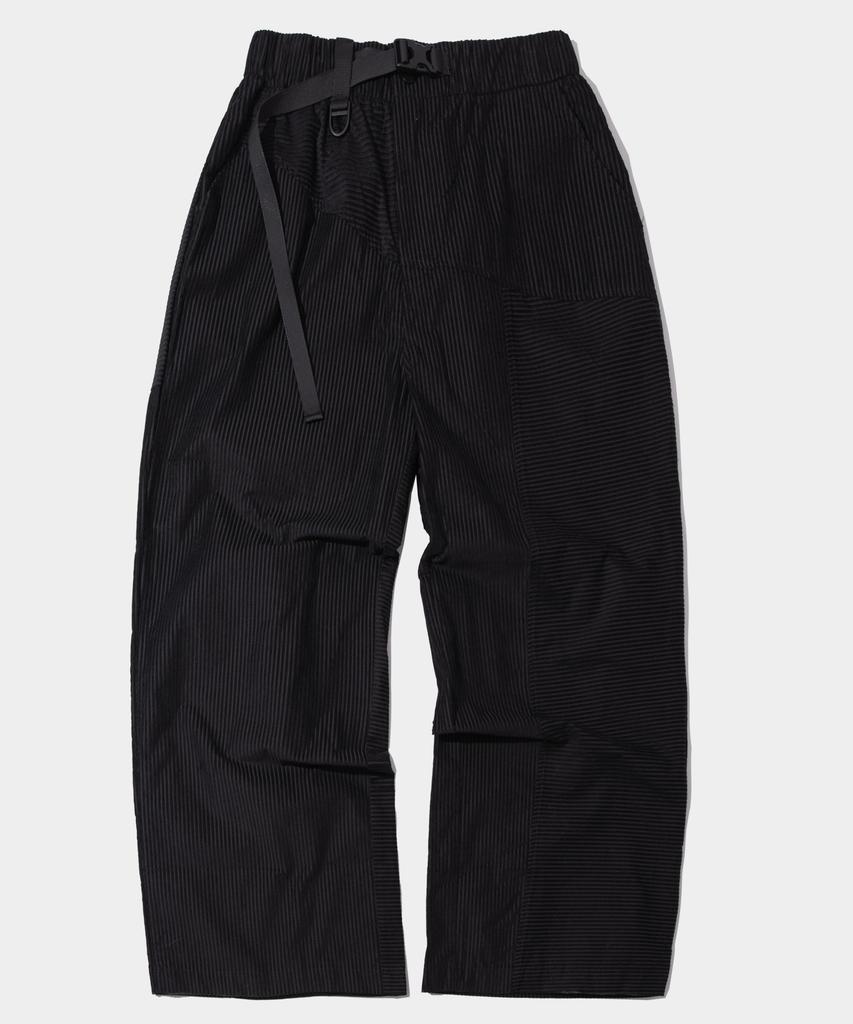PLACESTUDIOMAN Wide Belted Buckle Corduroy Unique Cotton Elastic Pants [Cream]