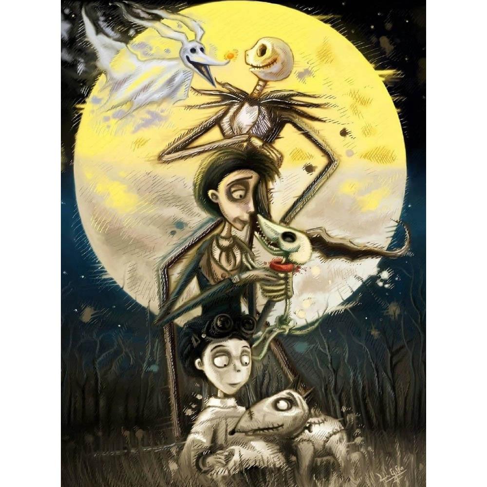 Skull Jack Sally Couple Diamond Painting New Full Diamond Nightmare Before Christmas Themed Handmade DIY Diamond Embroidery Material Pack