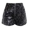 Sexy Women Shiny Sequin Shorts High Waist O-Ring Zipper Bodycon Shorts Party Club Festival Dance Shorts