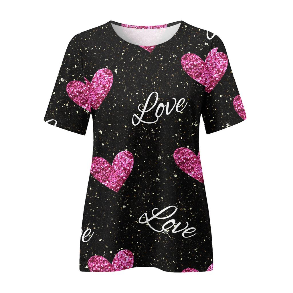 Женская футболка Love Pink с цифровым 3D принтом Y2k Elegance Vintage с коротким рукавом Элегантная повседневная удобная полиэстеровая футболка с круглым вырезом