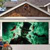 Halloween garage banner - Red and zombie design, outdoor party decoration, polyester fiber