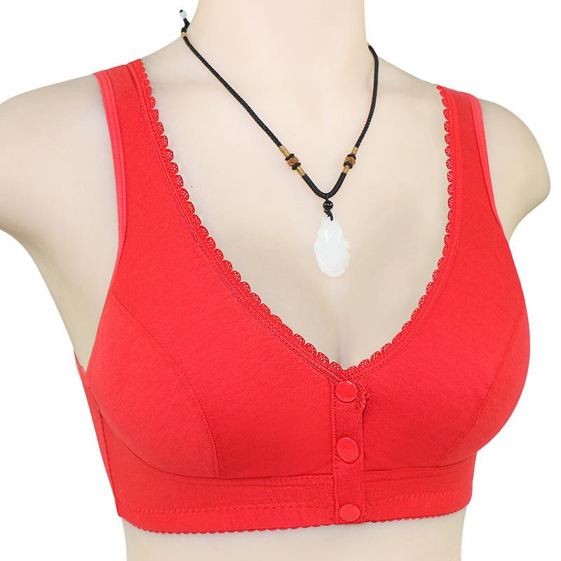 Нижнее белье с кружевной кромкой и пряжкой спереди для женщин. Хлопковый жилет в стиле бюстгальтер для среднего и пожилого возраста без стального кольца. Нижнее белье для женщин.