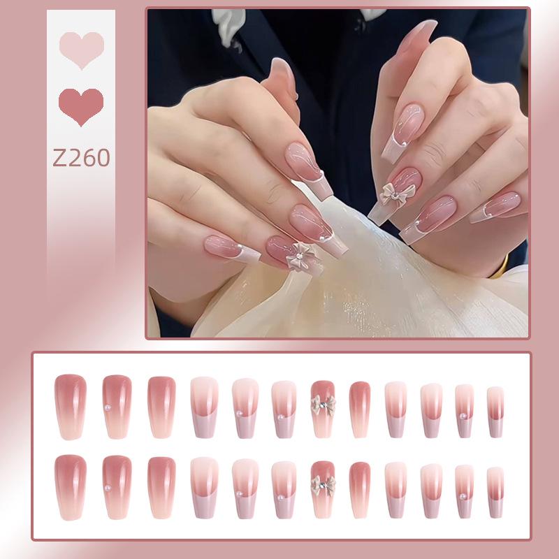 Роскошный прозрачный румянец, набор накладных ногтей «Розовый пузырь» с носимыми наклейками