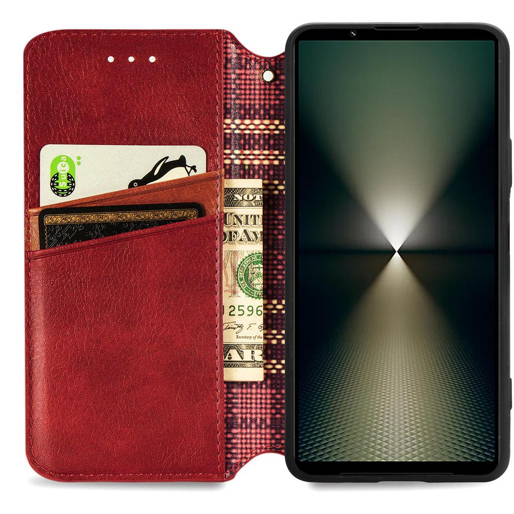 For Sony Xperia 1 VI PU Leather Case Rhombus Imprint Wallet Stand Phone Cover