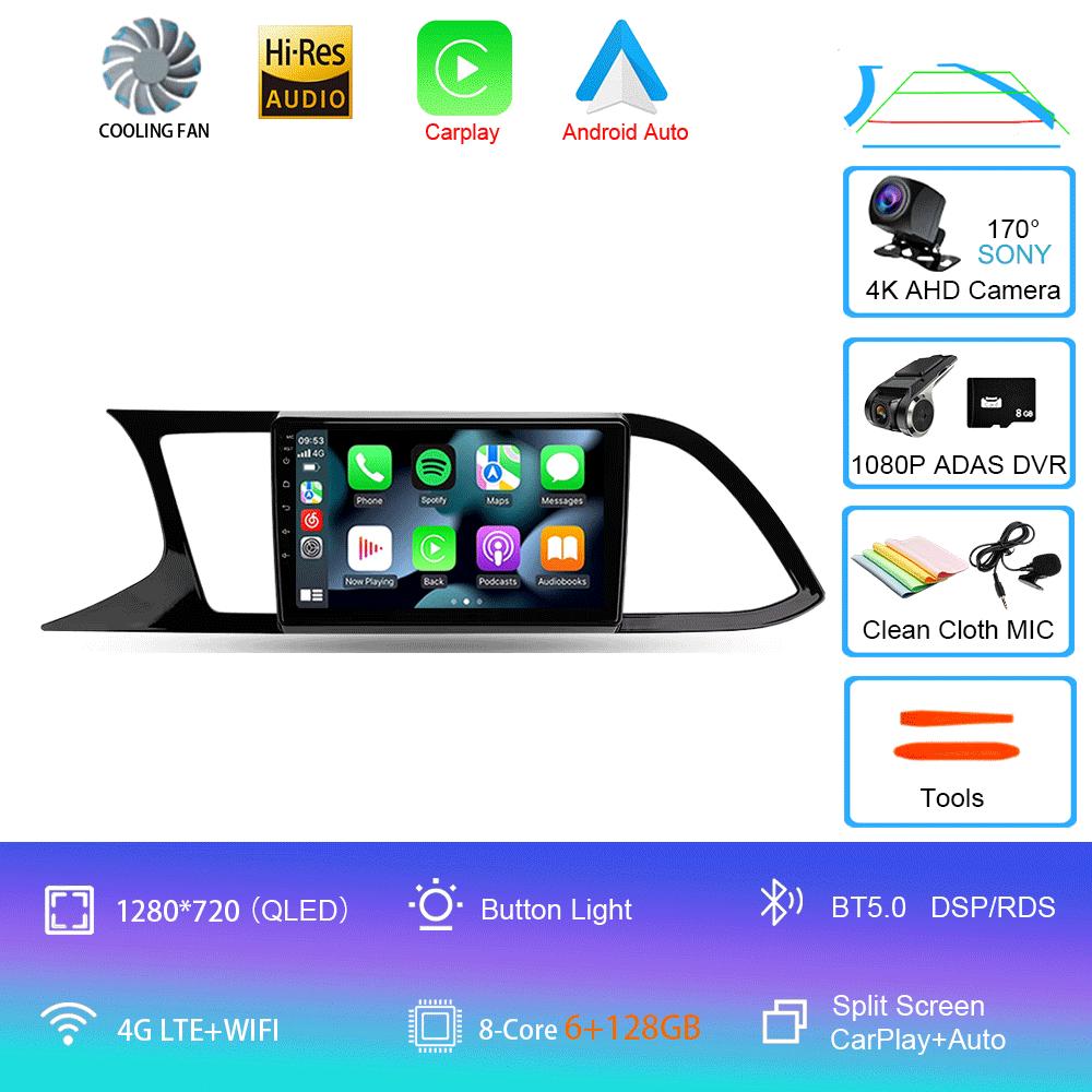 Автомобильное радио Android 14 Carplay для Seat Leon 3 2012 2013 2014 2015 - 2020 Навигация GPS Мультимедийный проигрыватель стерео Wi-Fi+4G Auto BT