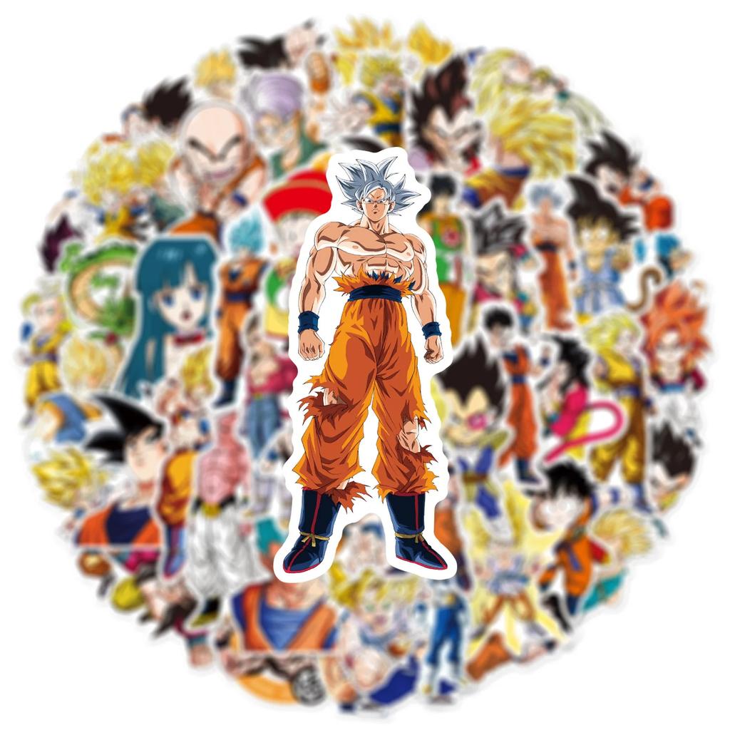 50 ШТ. Классические Аниме Наклейки Dragon Ball Мультяшный Стикер Сон Гоку Водонепроницаемые Наклейки для Чехла Телефона, Ноутбука, Канцелярских Принадлежностей DIY Игрушка для Детей
