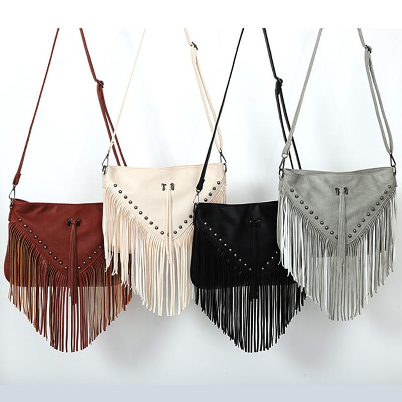 Дизайнерская сумка из искусственной кожи с заклепками, мягкая кожаная сумка для женщин, повседневная сумка с кисточками и заклепками, сумка через плечо, диагональная сумка, женская сумка, большая летняя сумка