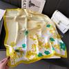 Flower And Leaf Silk Scarf Color Matching Scarf Simulation Silk Square Scarf 70Cm Thin Smooth Foreign Style Versatile Scarf