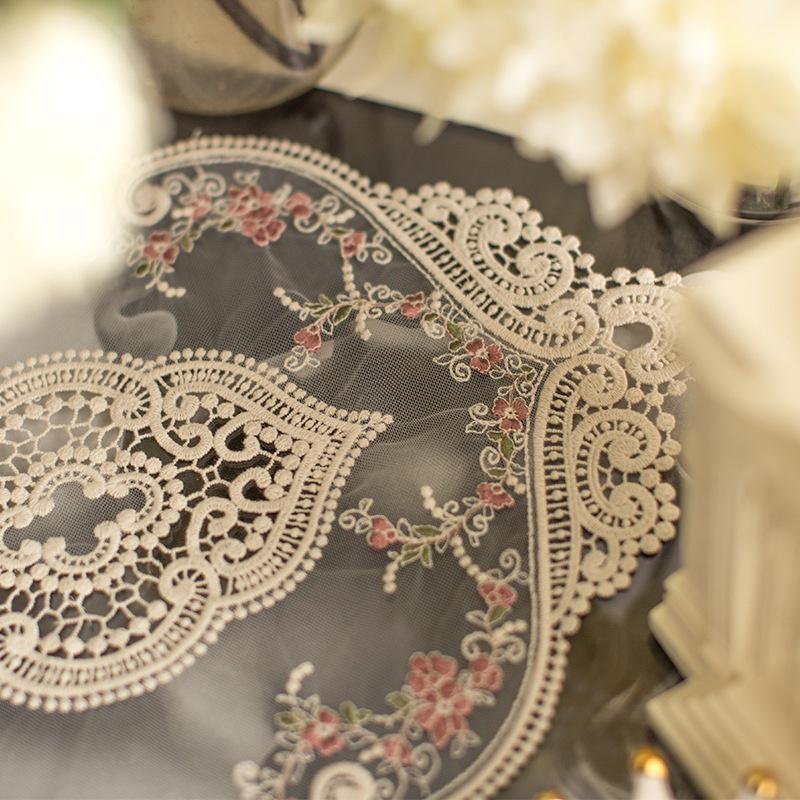 Французский романтический овальный кружевной вышитый подстаканник для спальни, кабинета, кухни, чашки, столика, салфетки для еды, фруктов, рождественского украшения