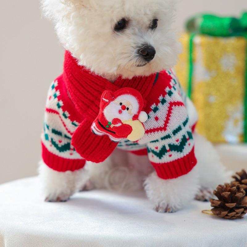 Pet Dog Cat Small Breed Puppy Fashionable Cute Christmas Scarf Winter Holiday Season