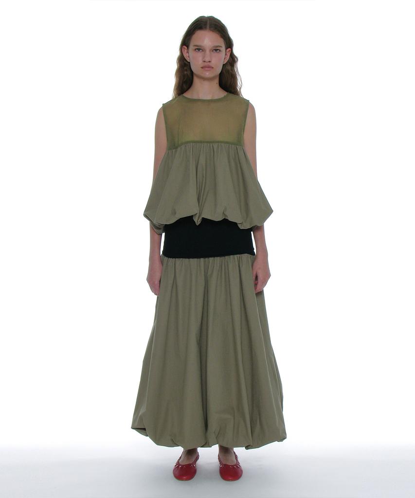 PARTIMENTO WOMEN Sleeveless Puff Blouse_Light Khaki