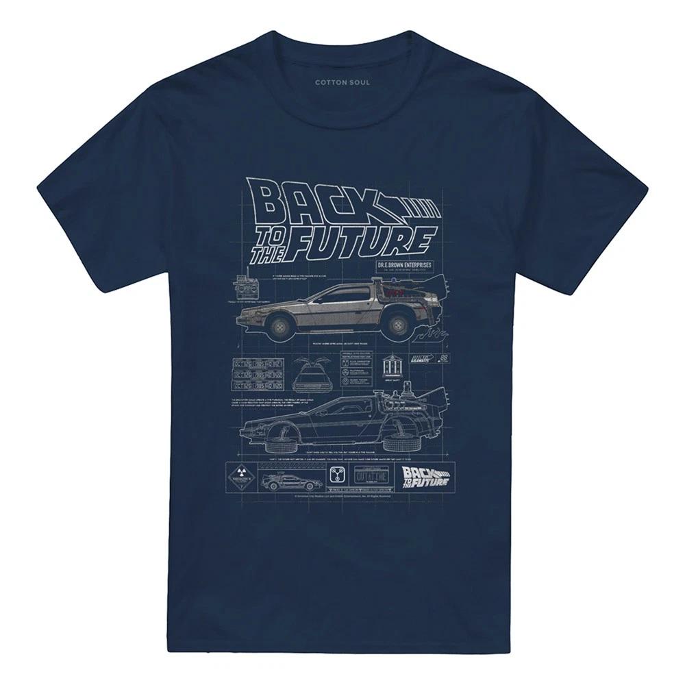 Back To The Future Schematic Unisex 100% Cotton T-shirt Mens Tees Top S-5XL, Navy
