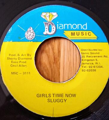 7-дюймовая пластинка SLUGGY RANKS - Girls Time Now / Версия MSC3111 Diamond Music Ямайка Регги, Ска и Даб Б/у