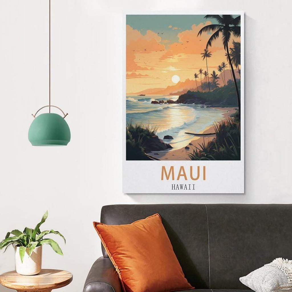 LNUYITR Hawaii Maui Vintage Travel Posters 08x12inch(20x30cm) Canvas Art Posters And Wall Art Picture Prints Modern Home Bedroom Decor Posters