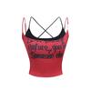 Summer New Sexy Slim 2 Piece Set Woman 2000s Casual Bodycon Print Camisole Red Fashion Y2k Crop Tops Korean Style Suit Hot Girls