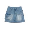 Retro Workwear Denim Skirt for Women In Summer New High-waisted Style Slimming Hips To Prevent Exposure A-line Hip Wrap Skirt