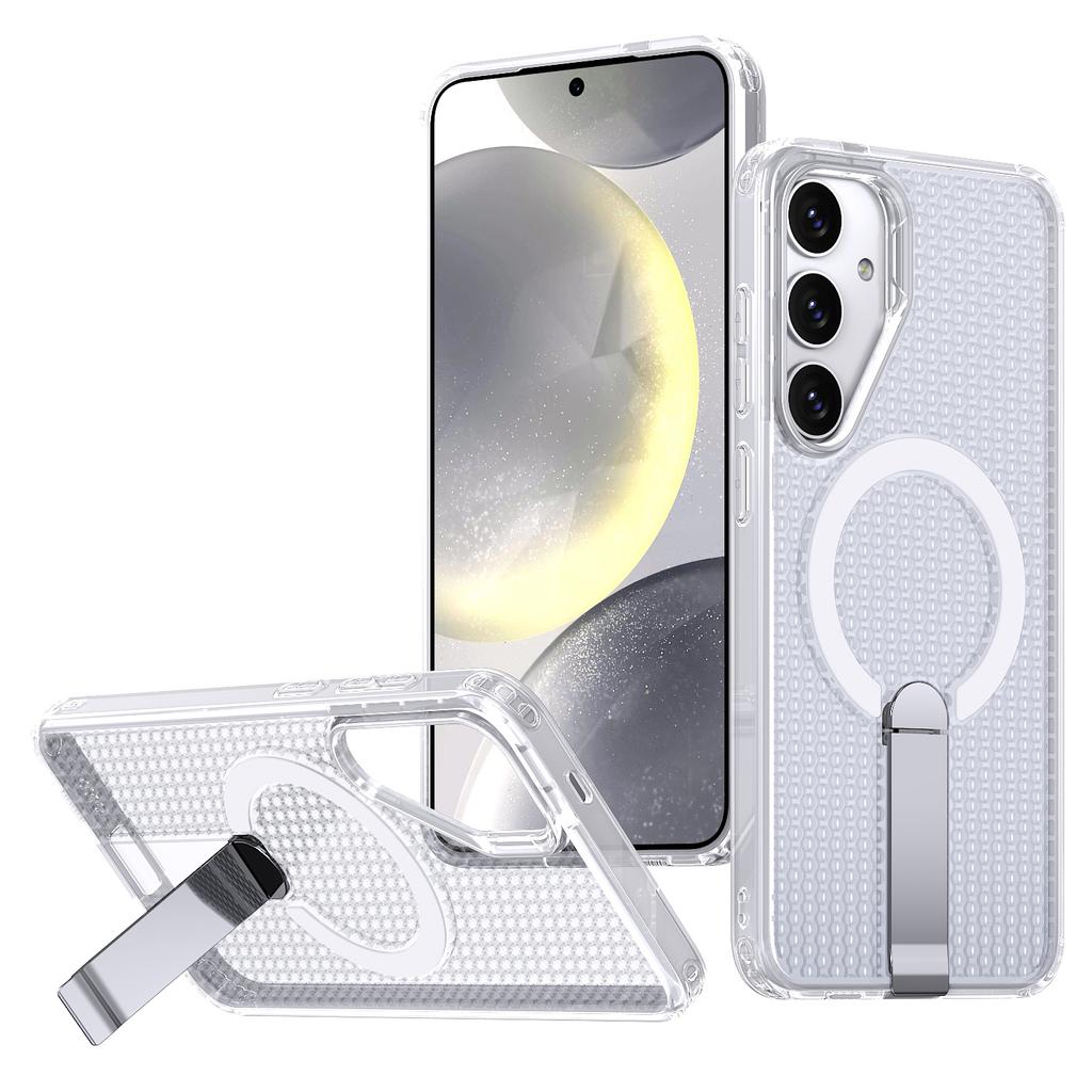 Для Samsung Galaxy S26 / S26 Pro Магнитный чехол Подставка Сетчатая текстура ТПУ ПК Задняя крышка телефона