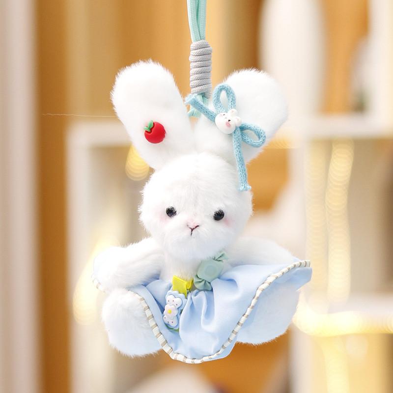 White Skirt Bow Rabbit Plush Toy Pendant Animal Keychain Bag Decoration Gift