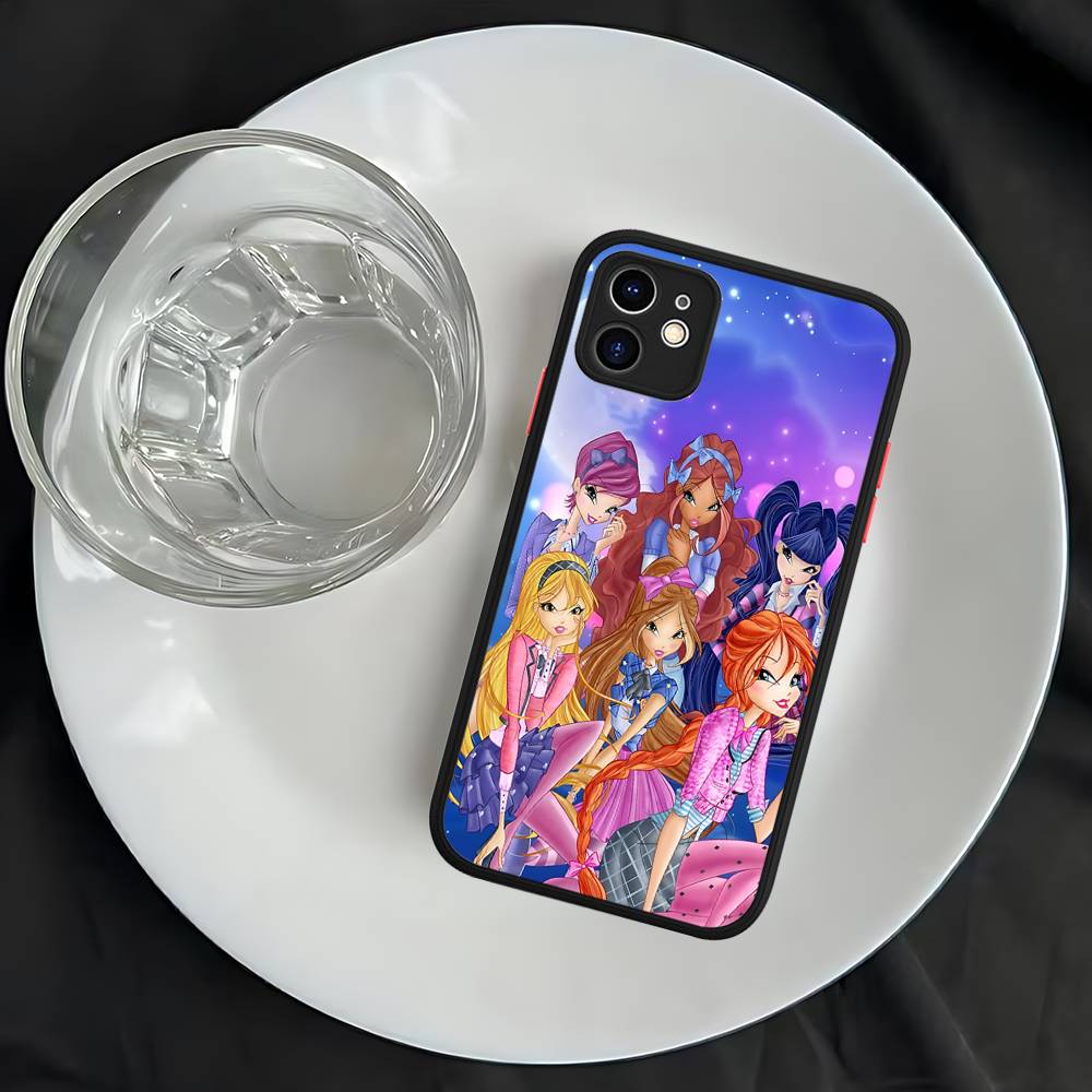 Девушка Winx Clubs Для iPhone 11 12 13 14 15 16 Pro Max Plus Матовый Полупрозрачный Чехол для Телефона