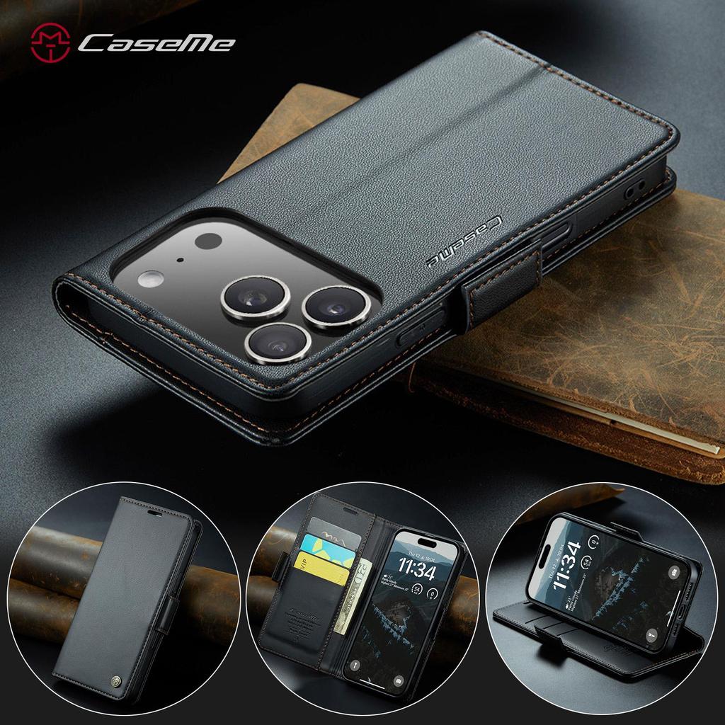 CaseMe-023 Flip Leather Case For iPhone 17 Pro Max Luxury Magnetic Wallet Card Slots Cover Stand Protectives Skins Shell
