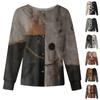 Women's Casual Fashion Long Sleeve Standing Collar Single Breasted Halloween Print Workwear Jacket Tops