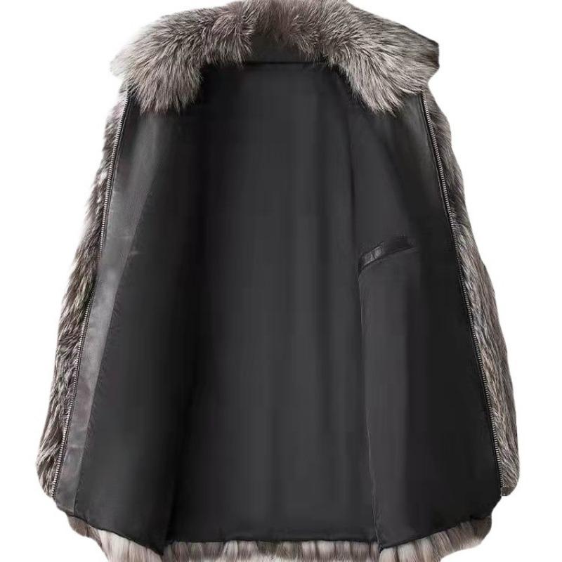Осень и зима новая мужская модная повседневная куртка из искусственного меха теплая серебристая куртка-тренч из искусственного меха лисы