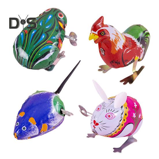 1/4 шт. заводная игрушка в виде животного ностальгическая винтажная детская взрослая заводная пружина металлическая прыгающая лягушка петух крыса кролик игрушка сувениры для вечеринки