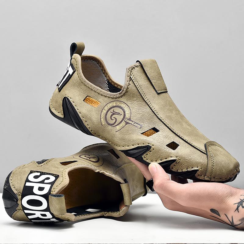 Модная мужская летняя обувь, кроссовки, большой размер 38-48, мягкая подошва, удобная перфорированная обувь из коровьей кожи, обувь для вождения, роскошная дизайнерская обувь