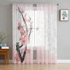 Pink Cherry Blossoms Flower Tulle Sheer Curtains for Living Room Decoration Window Curtain for Bedroom Voile Organza Drapes