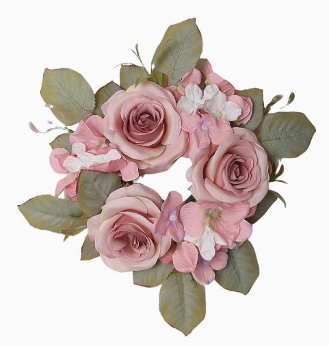 Artificial Rose Hydrangea Candlestick Wreath