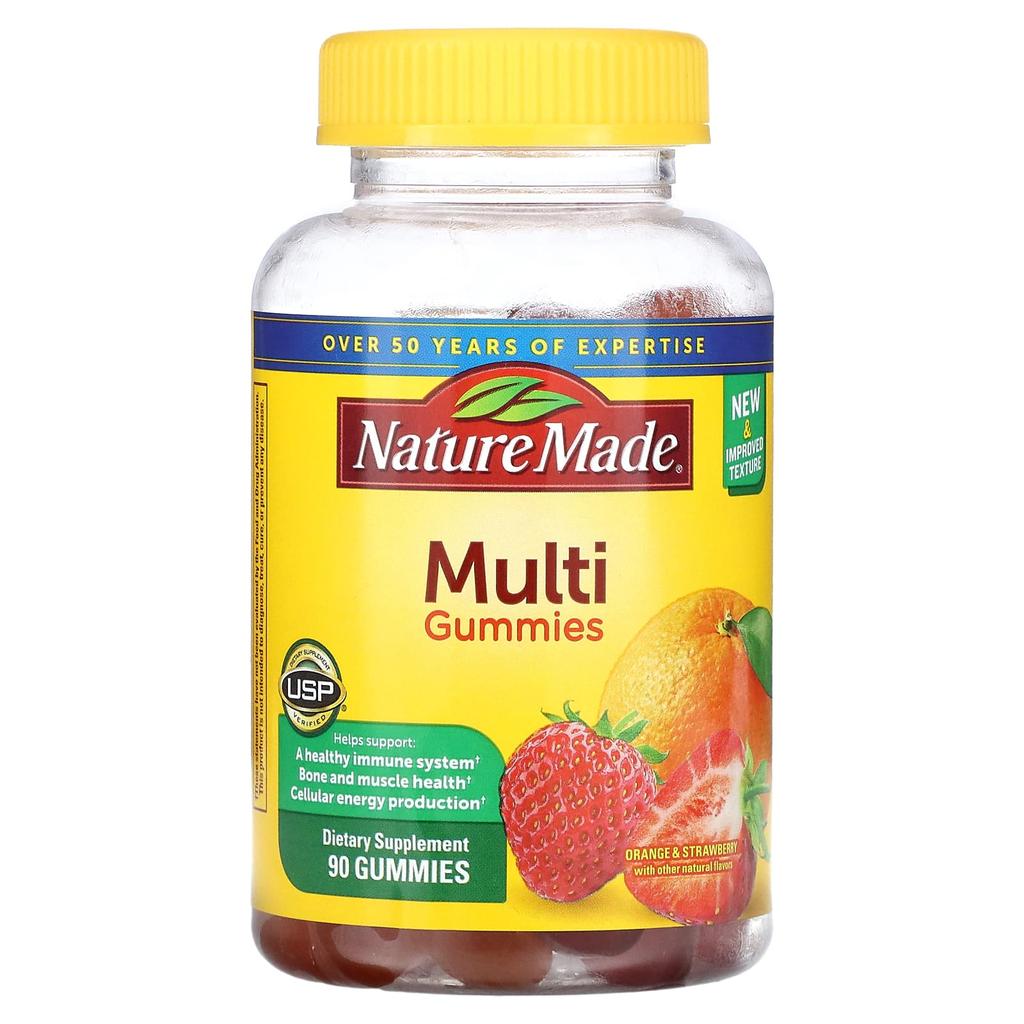 Nature Made Multi Gummies, Orange, Cherry and Mixed Berry, 90 Gummies