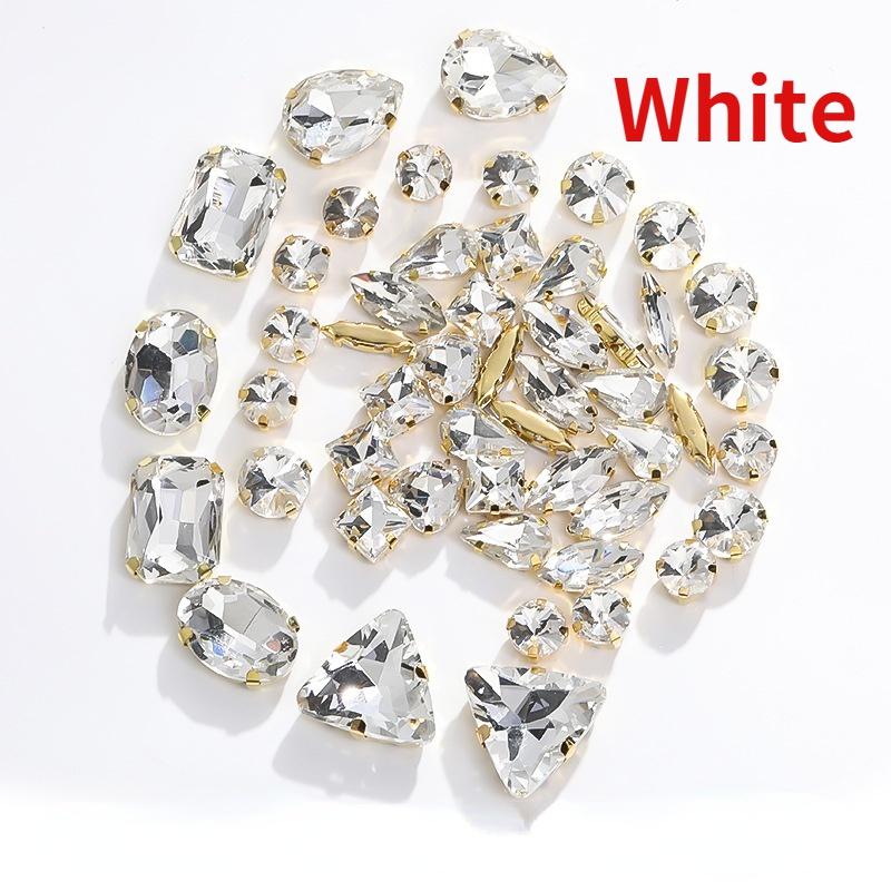 50 шт., пришивные стразы с когтями, хрустальные стразы с плоской задней частью, металлические зубцы, стразы, акриловое стекло, швейные драгоценные камни