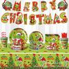 Christmas Grinch Party Decorative Tableware Flag Tablecloth Set Supplies Arrangement Paper Plate Tableware Disposable