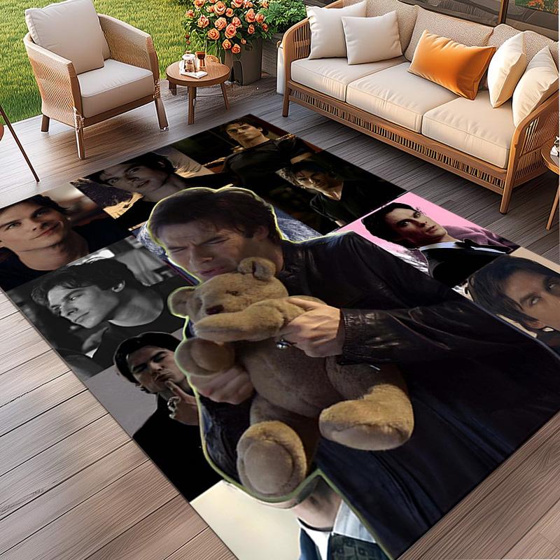 Damon Salvatore Print Rug, Washable Floor Carpet, For Entryway Dorm Laundry Room Office Study, Home Decor Birthday Christmas Gift