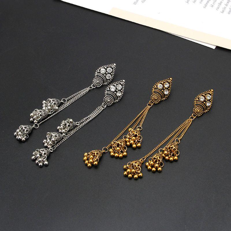 Длинные висячие серьги в индийском этническом стиле из Болливуда с кисточками Jhumka, модные украшения