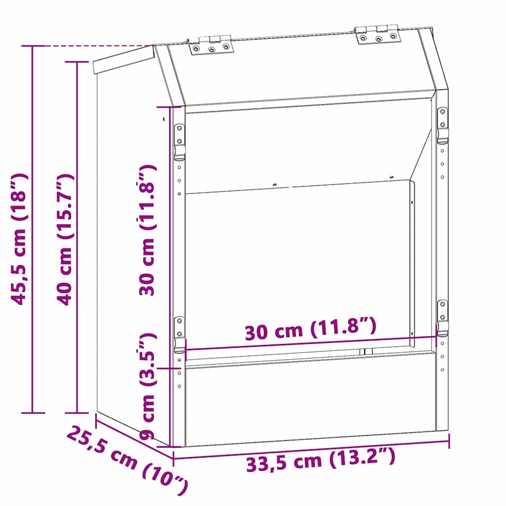 Rabbit Feeder Silver 33.5 x 25.5 x 45.5 cm Galvanized Steel