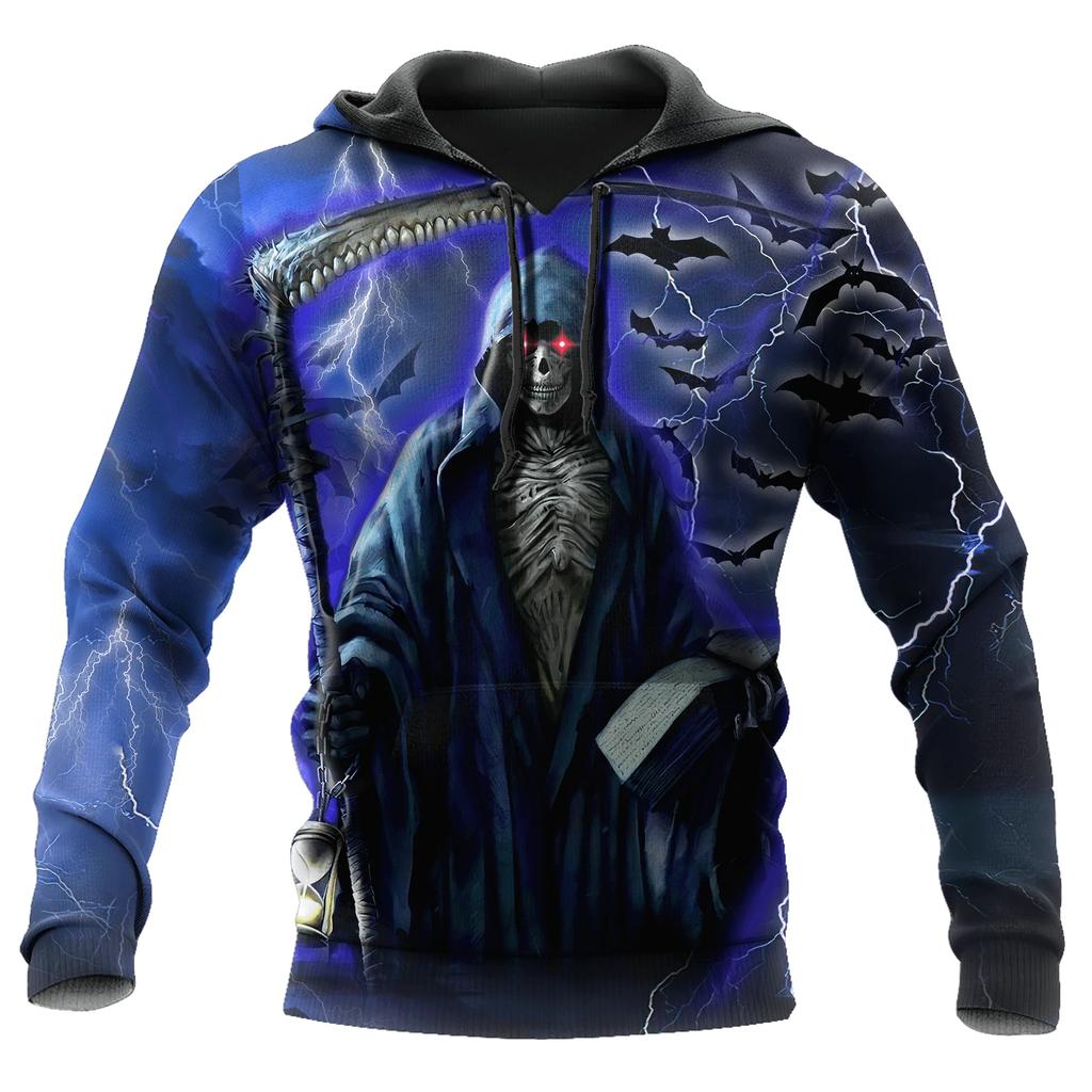 Spring Autumn Men's Hoodie Skull Graphics 3D Print Tops Fashion Unisex Sweatshirt Hip Hop Oversized Casual Clothing