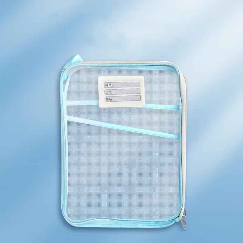A4 Stationery Storage Bag Double-layer Mesh Zipper Bag Large Capacity Organizer Folders School Office Supplies Stationary Bag